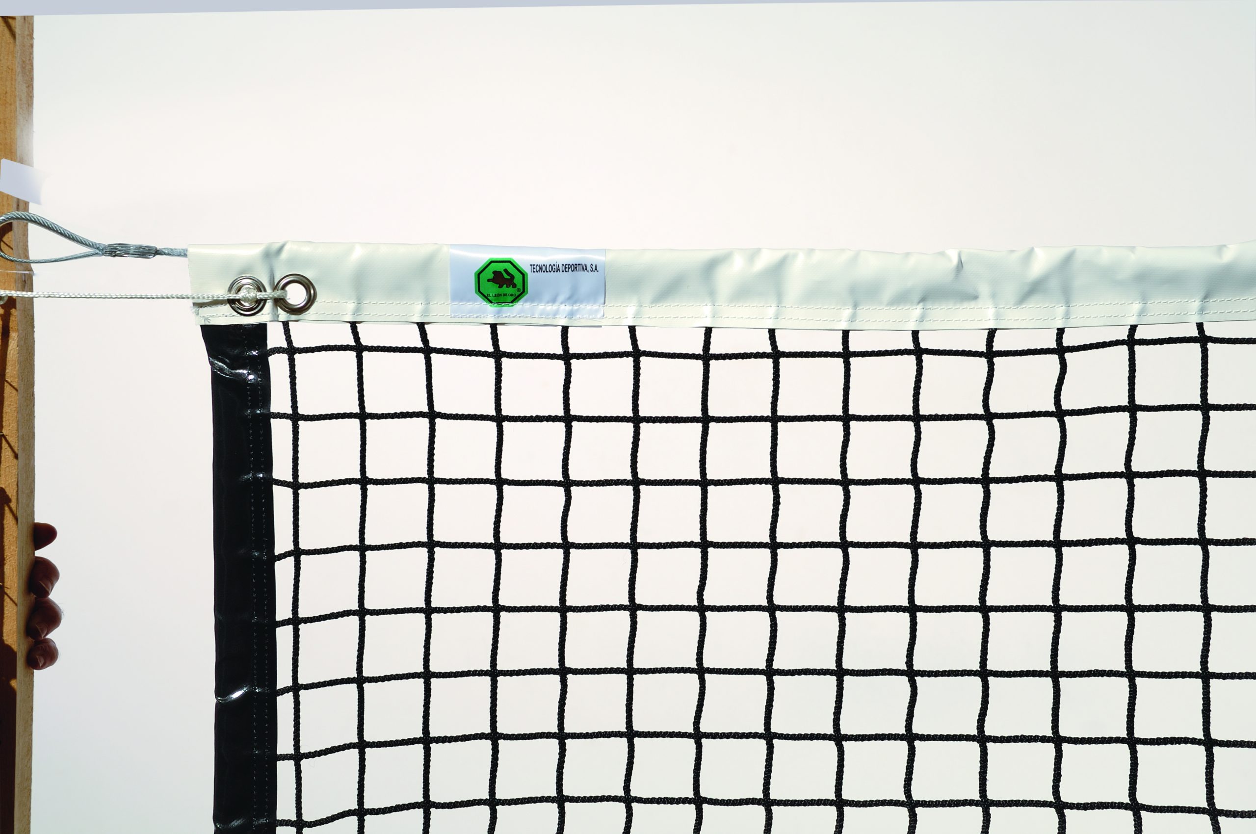 Filet tennis haute competition 4mm noir Norme EN 1510 Polypropylène Maille 45 SANS NOEUD 12m80 x 1m07_0