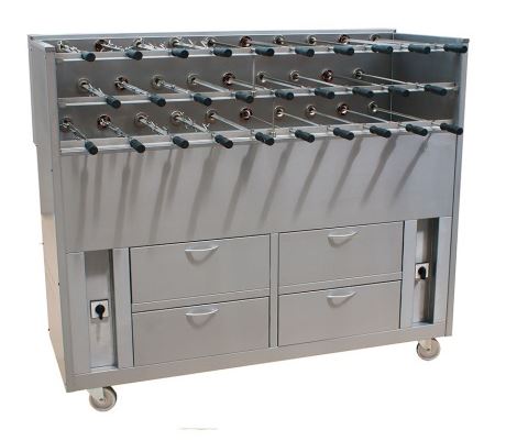 Grill professionnel au charbon de bois pour rodizio - grelhaco - rbcv - 1600x700x1350mm - 29 broches_0