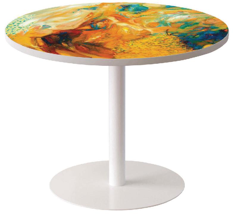 GUÉRIDON BAS EASY OFFICE PIED MÉTAL Ø 80 CM PLATEAU COLORIS DÉCOR CAMAÏEU - MANUTAN COLLECTIVITÉS