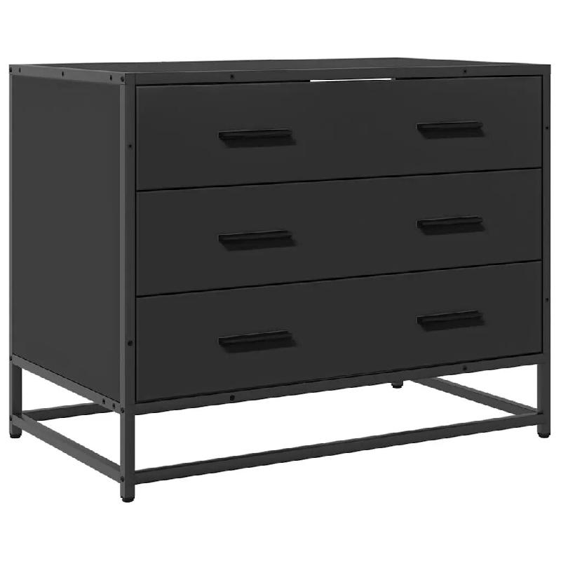 Helloshop26 - Armoire à tiroirs style industriel 70 x 41 x 56 cm avec 3 grands tiroirs déco moderne en bois d'ingénierie noir 02_0049635 - noir mé_0