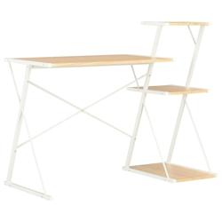 Helloshop26 - Bureau table poste de travail meuble d'ordinateur informatique étude avec étagère et chêne 116 x 50 x 93 cm blanc 02_0023477 - 30002_0