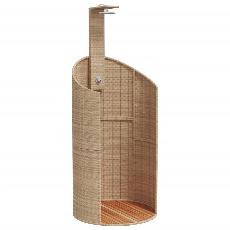 Helloshop26 - Douche d'extérieur beige 100 x 100 x 241,5cm poly rotin bois acacia beige 02_0042030 - beige métal 3000213589238_0