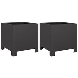 Helloshop26 - Jardinière bac lit surélevé plantes fleurs jardin terrasses lot de 2 30 x 30 x 30 cm acier noir 02_0038916 - 3000218025441_0