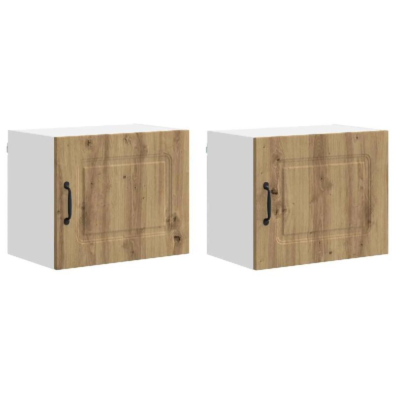 Helloshop26 - Lot de 2 armoires murales de cuisine modernes avec grand espace de stockage 50 x 31 x 40 cm en bois d'ingénierie chêne 02_0053592 - Bo_0