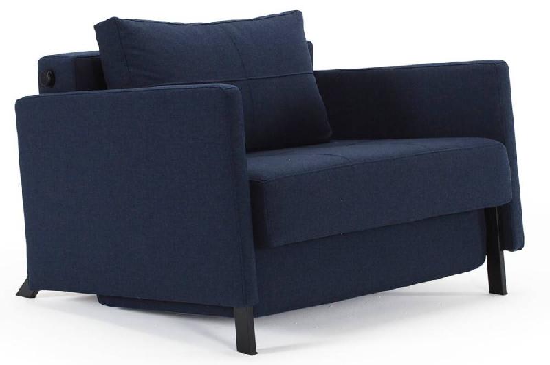 INNOVATION LIVING  FAUTEUIL DESIGN AVEC ACCOUDOIRS SOFABED CUBED 02 ARMS MIXED DANCE BLUE CONVERTIBLE LIT 200*90CM_0
