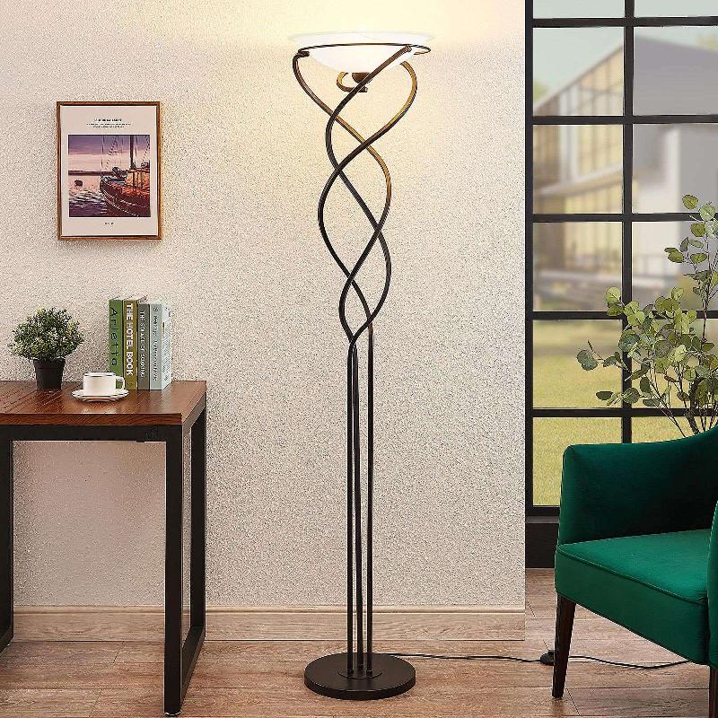 LINDBY LILOU LAMPADAIRE À ÉCLAIRAGE INDIRECT, BRUN ANCIEN