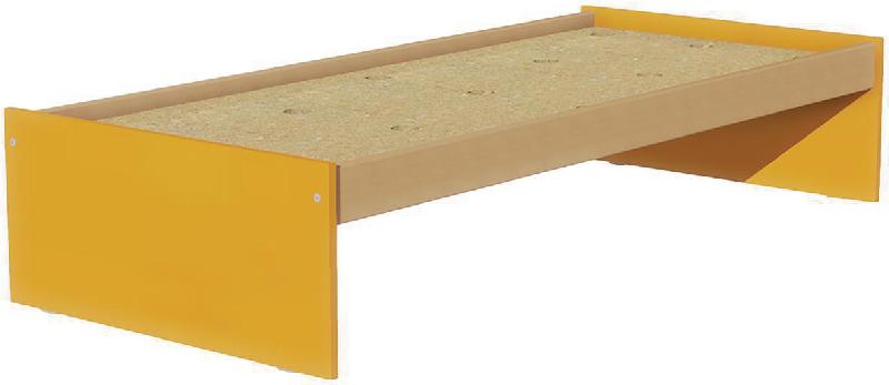 LIT SIMPLE IDENTITÉ SOMMIER AGGLO 90X190 CM ARGENT/ORANGE - MANUTAN COLLECTIVITÉS