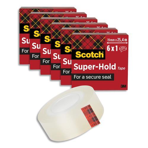 LOT DE 6 RUBANS A CACHETER - SUPER-HOLD SCOTCH - 19 MM X 25,4 M