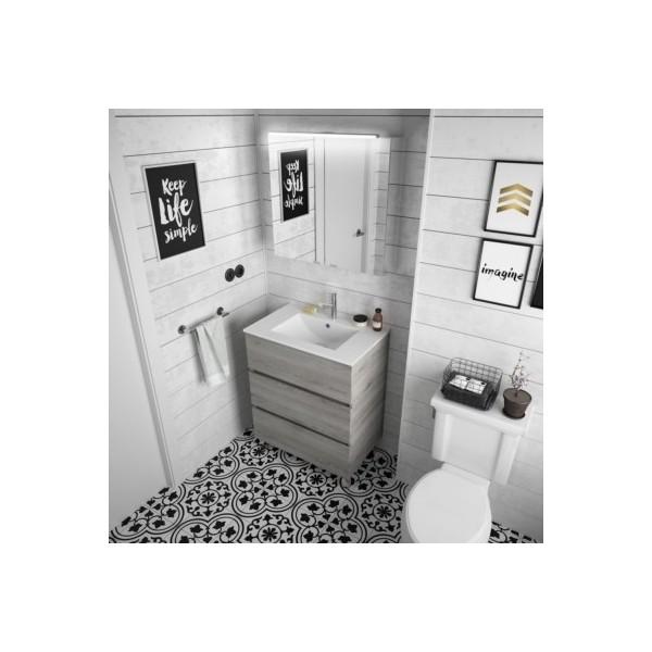 MEUBLE DE SALLE DE BAIN FUSSION LINE 700 3 TIROIRS PIN BAHÍA 697 X 868 X 450 MM - SALGAR 26565