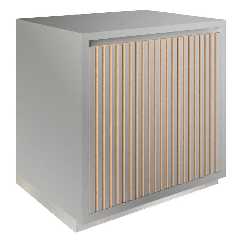 Meuble Vertigo T01 2 tiroirs à l'anglaise MDF naturel et gris alu 60x47x60 cm_0