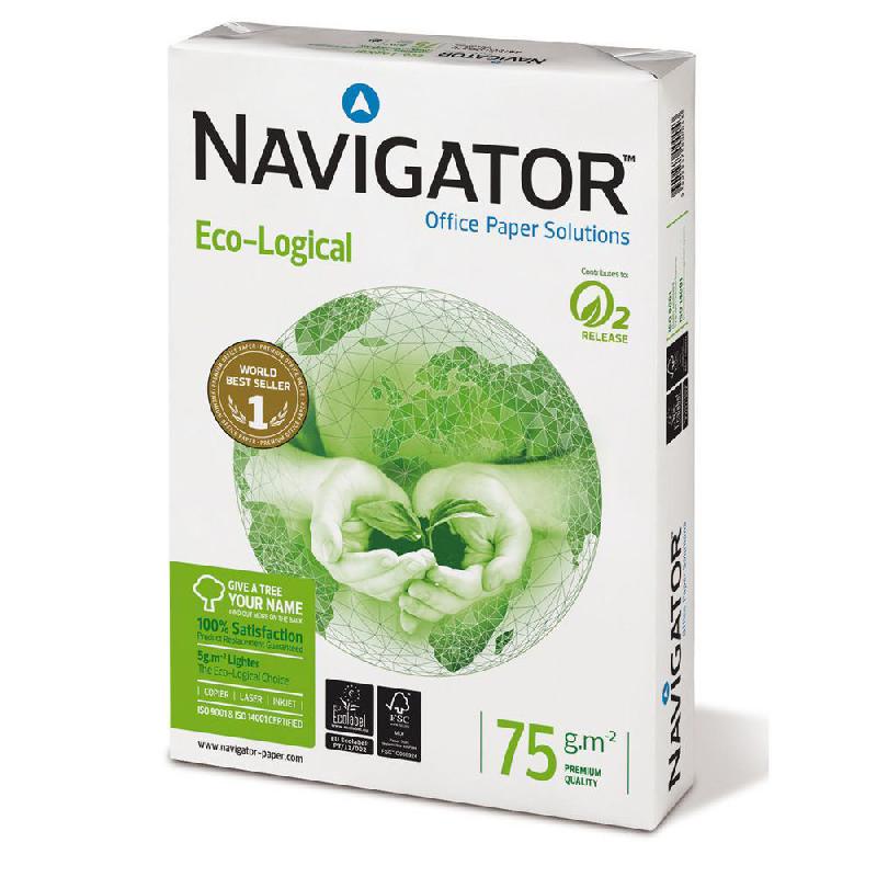 PAPIER A4 BLANC 75G ECO-LOGICAL - RAMETTE DE 500 FEUILLES  - LOT DE 5