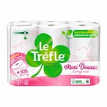 PAPIER TOILETTE DOUBLE ÉPAISSEUR LE TRÈFLE MAXI DOUCEUR - 12 ROULEAUX DE 210 FEUILLES