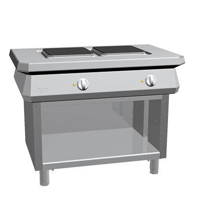 Piano de cuisson électrique - 2 feux - gamme 1100 - plaques en fonte et structure inox_0