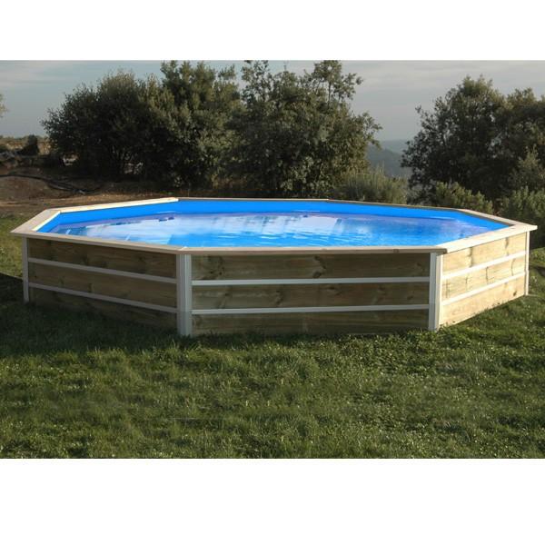 Piscine bois ronde LEYTE - Ø 4,60 m x H 1,11 m - Structure en bois traité et filtration complète_0