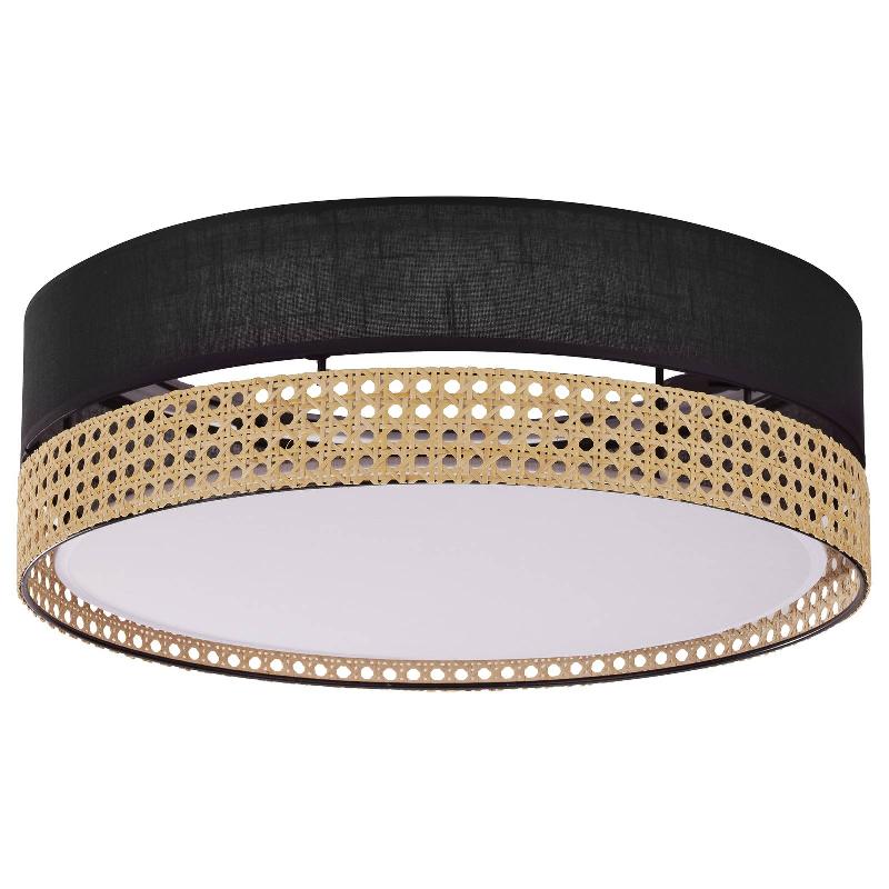 TK LIGHTING PLAFONNIER PAGLIA NOIR/ROTIN, Ø 45 CM