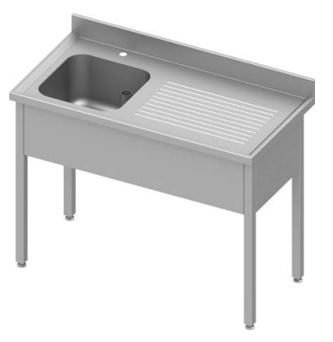 Plonge inox adossée avec 1 bac à gauche sans étagère 1000x700x900 s... - P934437100S_0