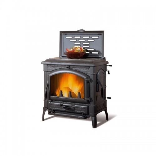 POÊLE À BOIS - 11,9 KW - FONTE ÉMAILLÉ - ISOTTA EVO + CHAUFFE-PLAT LA NORDICA EXTRAFLAME