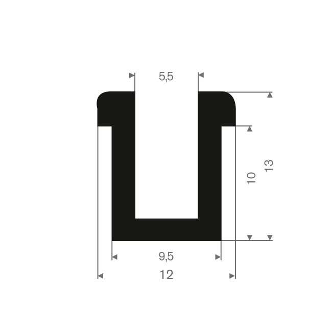 PROFIL EN U 5.5 MM CAOUTCHOUC COMPACT