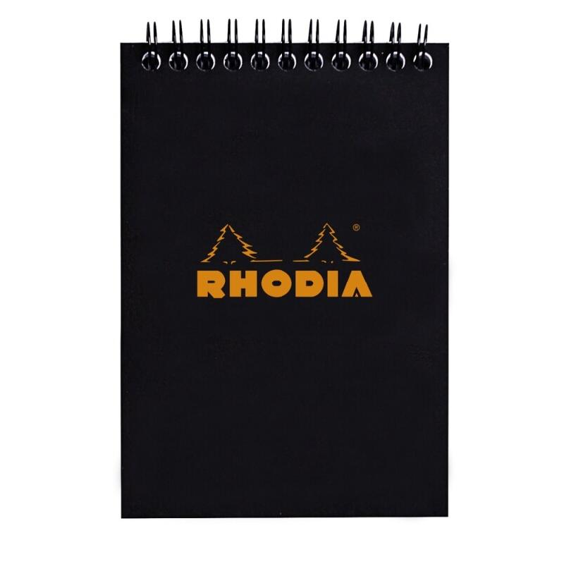 RHODIA Lot de 5 Notepad Classic noir 105x148 / A6, 160p./80 feuilles microperforées 80 g/m² reliure intégrale, quadrillé 5x5 - 3037921350096_0