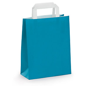SAC KRAFT LUMIÈRE BLEU À POIGNÉES PLATES RAJA 22 X 28 X 10 CM