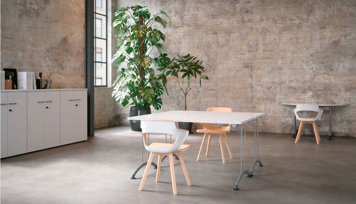 Solution - Table de réunion pliante et à plateaux abattants sur roulettes_0