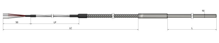 Sonde de résistivité tubulaire (RTD) - Sortie flexible de prolongation - PT50 - Types Pt100, Pt500, Pt1000_0