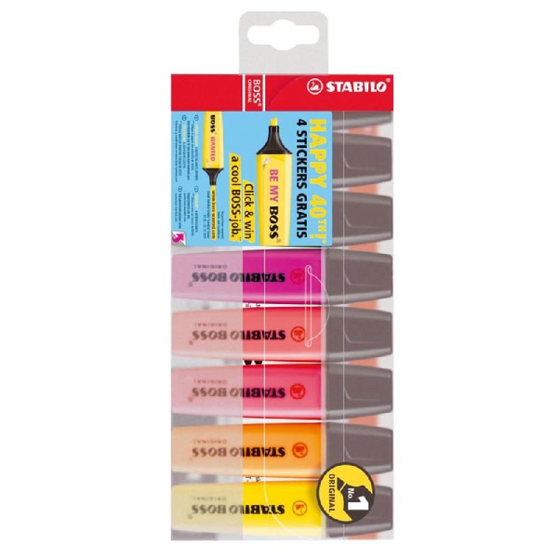 STABILO BOSS ORIGINAL SURLIGNEUR BISEAUTÉE POINTE 2 - 5 MM COULEURS ASSORTIES
