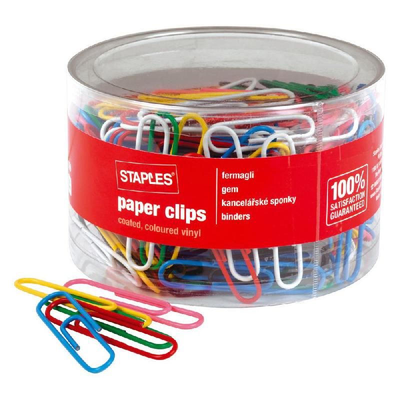 STAPLES PACK DE 200 TROMBONES STAPLES 50 MM - COLORIS ASSORTIS (PRIX À L'UNITÉ)