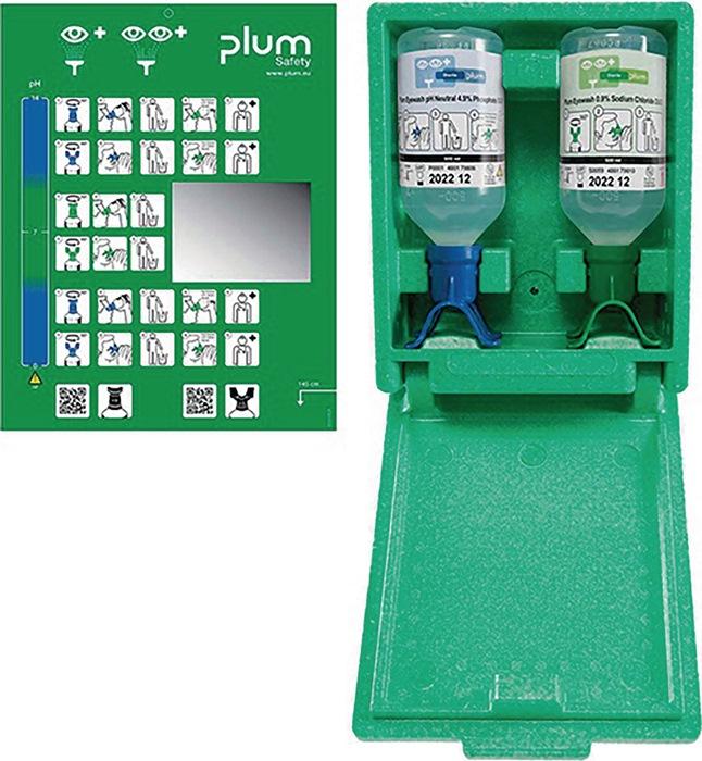 Station d'urgence oculaire DUO - 0,5 l pH neutre avec solution tampon et saline - PLUM_0