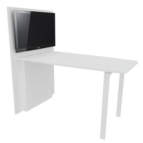 STATION VISIO HUB BLANC : TABLE 180X104X100 CM CHÊNE FIL/BLANC - BURONOMIC