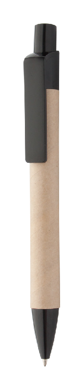 Stylo à bille en carton recyclé - embout et clip en plastique - recharge bleue - couleur naturelle_0