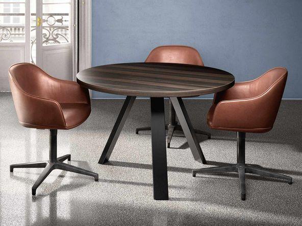 Table de réunion ronde Forté K contemporaine - 120 cm de diamètre - fabriquée en Italie_0