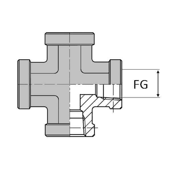 Té croix femelle gaz cylindrique - 3/4' , 24.12_0
