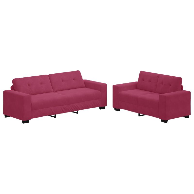 VidaXL Canapé 2 pcs Bordeaux 221 x 80 x 80 cm tissu Modèle Vega Office Pro - Matériau naturel 3324725_0