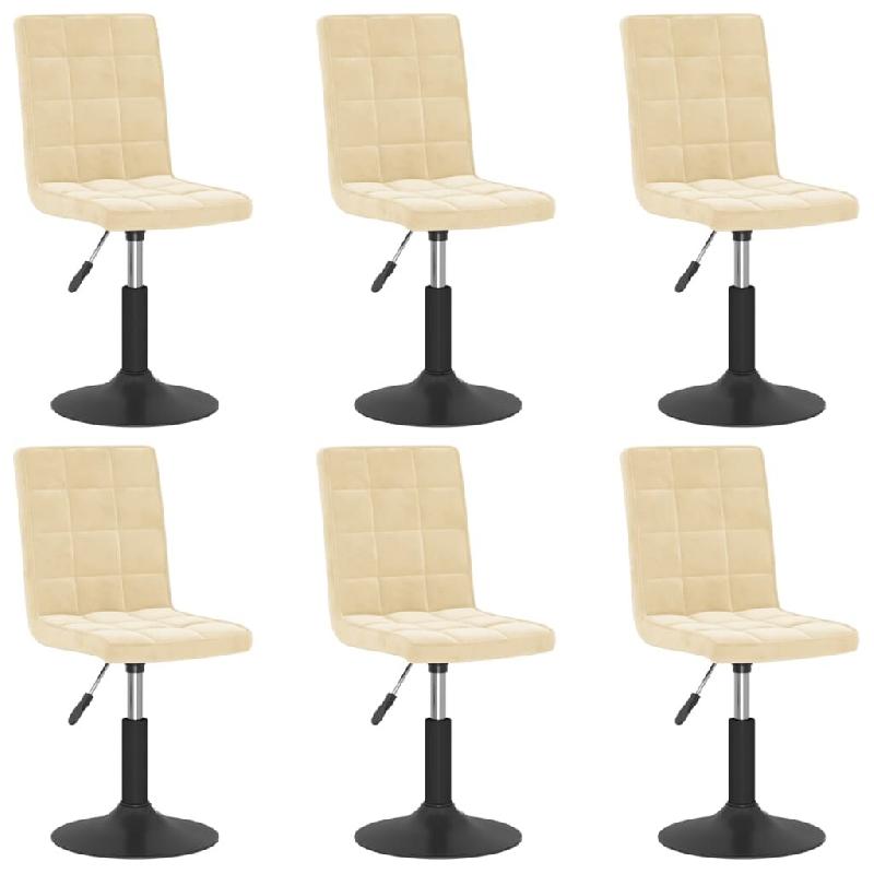 VidaXL Chaises pivotantes à manger lot de 6 crème velours Modèle Lervian - 3089299_0
