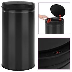 VidaXL Poubelle à Capteur Automatique 60 L Acier Au Carbone Noir - noir 322701_0