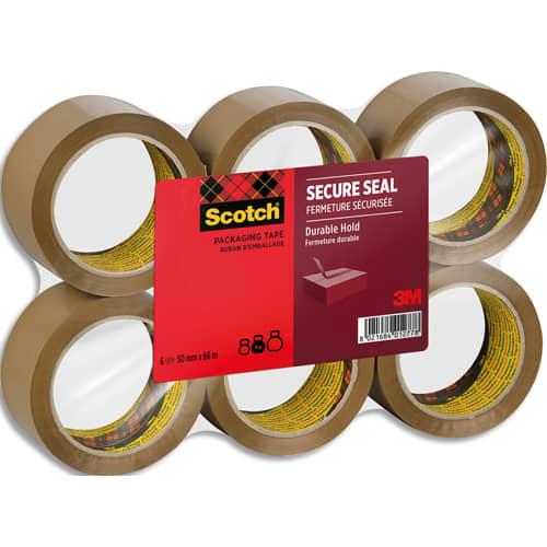 3m ruban adhésif d'emballage secure seal pour fermeture sûre, havane, 50 mmx66 m, lot de 6 rouleaux_0