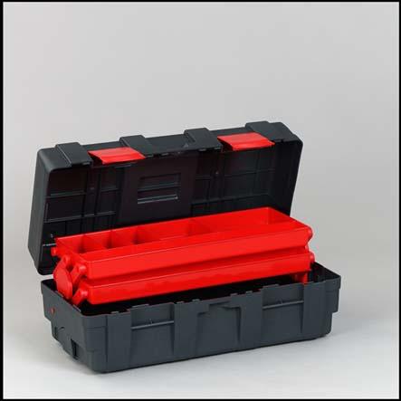 Coffret à outils en polypropylène bleu - 14,1 L avec deux plateaux articulés_0