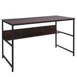 Décoshop26 - Bureau table d'ordinateur espace de rangement sous le plateau de table 120x60 cm en MDF marron et métal 04_0006062 - marron 3000261626350_0