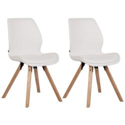 Décoshop26 - Lot de 2 chaises de salle à manger en synthétique blanc style scandinave pieds bois CDS101136 - blanc 3002464532698_0