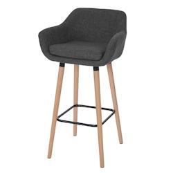Décoshop26 - Tabouret de bar chaise comptoir x1 avec repose-pieds en tissu gris foncé 04_0005301 - gris 3000131932697_0