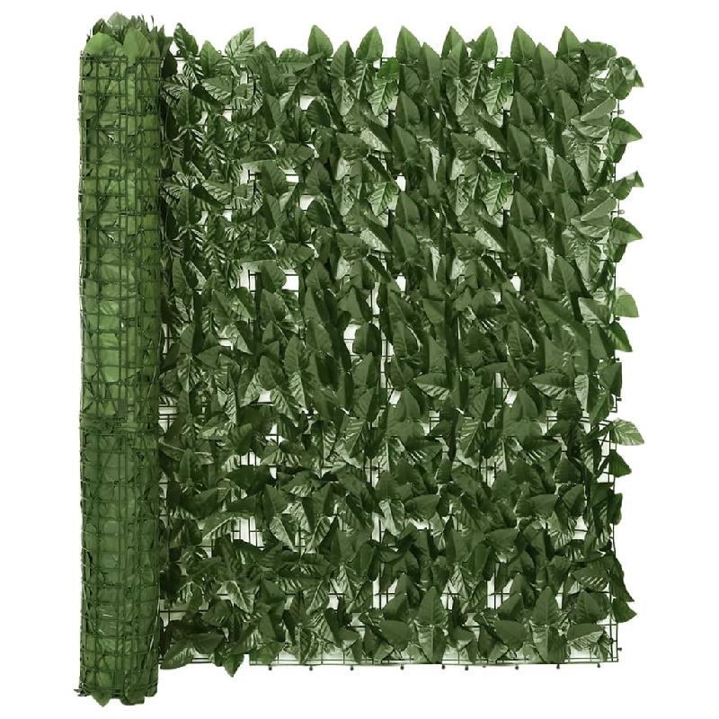 ÉCRAN DE BALCON BRISE PARE VUE PROTECTION CONFIDENTIALITÉ AVEC FEUILLES 600 X 100 CM VERT FONCÉ 02_0010011_0