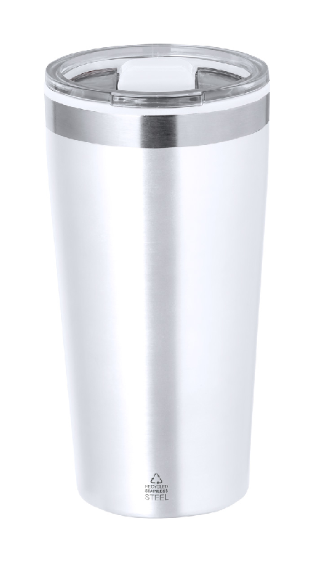 Mug Thermos - Gobelet isotherme 600 ml en acier inoxydable recyclé avec couvercle en plastique PP_0