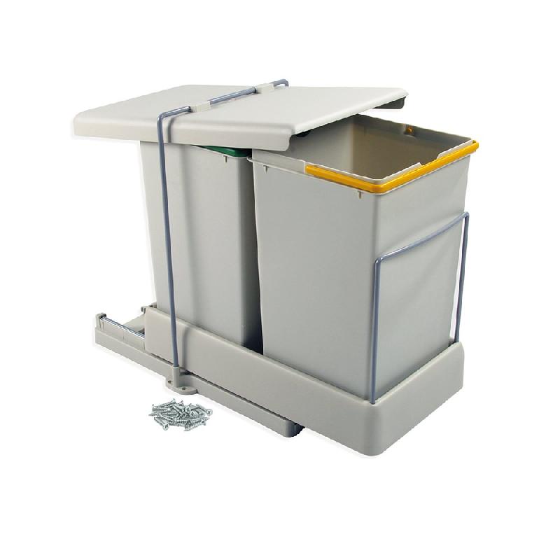 Poubelles de recyclage à fixation inférieure - 2 conteneurs 14L avec extraction automatique_0