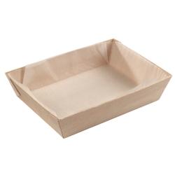 SOLIA Barquette bois rectangle + papier cuisson 190x130x40 mm - par 100 pièces - WA00033_0