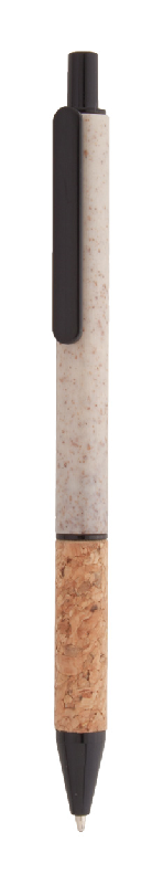 Stylo bille écologique en plastique paille de blé - grip en liège naturel - encre bleue_0