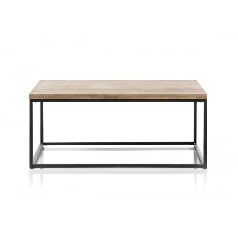 TABLE BASSE INDUSTRIELLE RECTANGULAIRE 110 CM SACY EN CHENE MASSIF ET MÉTAL_0