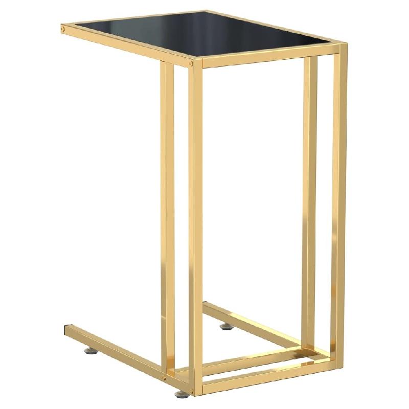 Table d'appoint pour ordinateur Noir 50x35x65 cm Verre trempé Modèle Orion Vintage - verre 331646_0