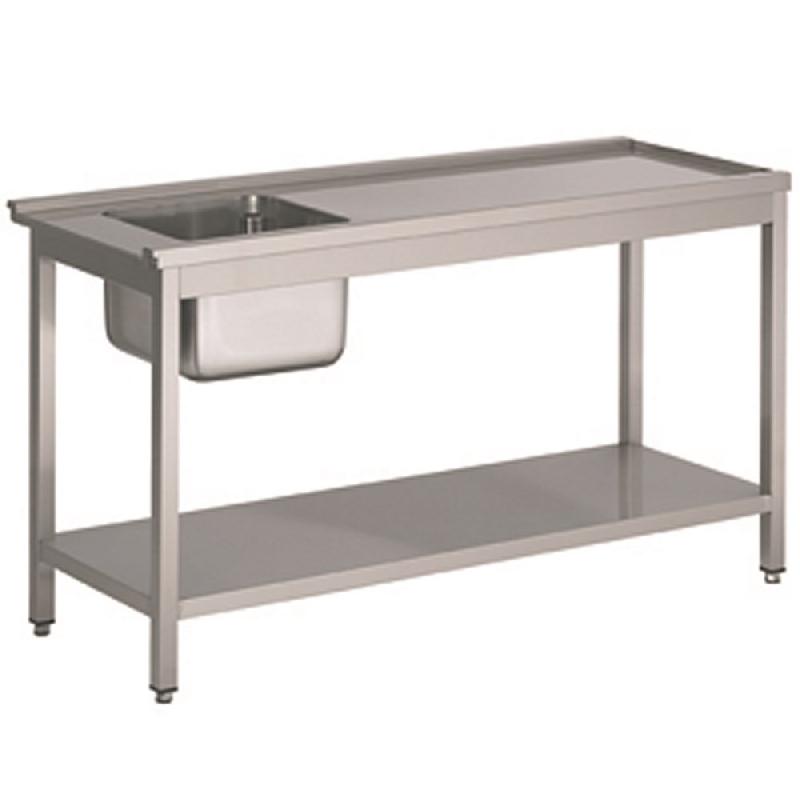 Table vaisselle professionnelle - d'approvisionnement lave-vaisselle avec étagère à droite - 1200x750x900 mm - 7003.0405_0
