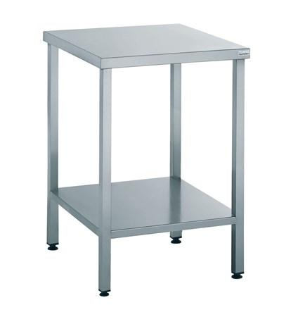 TABLE PORTE MACHINE INOX SUR VÉRINS AVEC ÉTAGÈRE INFÉRIEURE FIXE LONGUEUR 600 MM